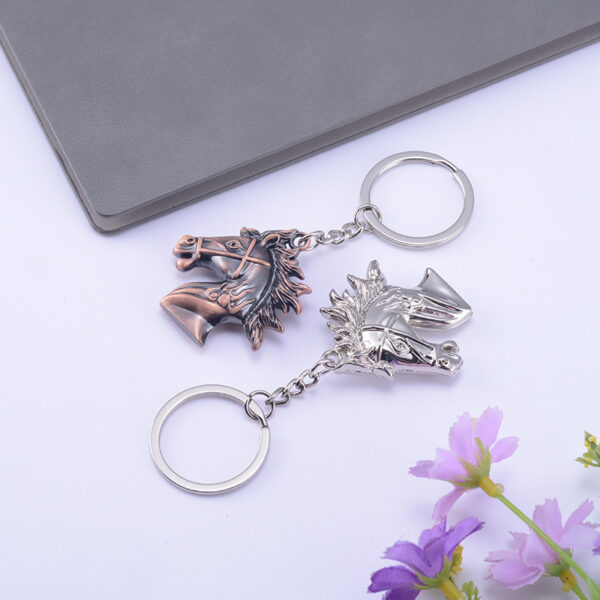 Zinc Alloy Horse Head Keychain