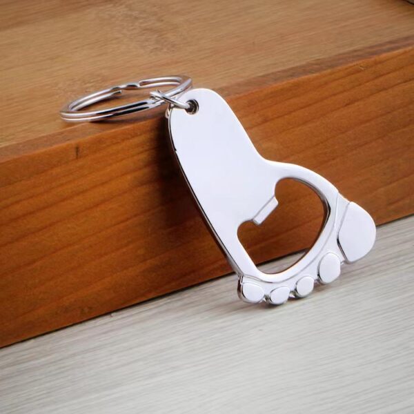 Zinc Alloy Footprint-Shaped Bottle Opener Keychain