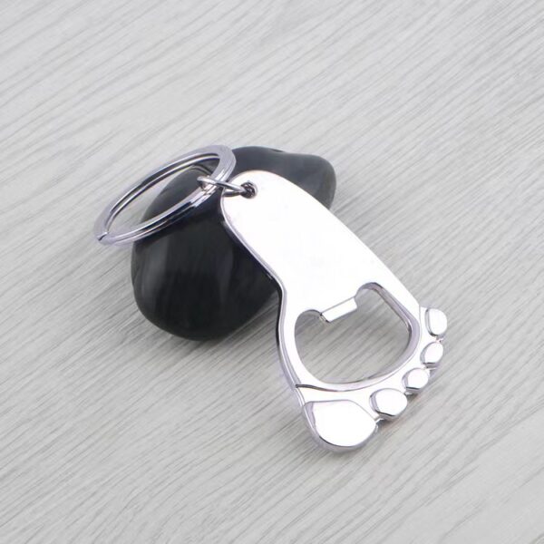 Zinc Alloy Footprint-Shaped Bottle Opener Keychain