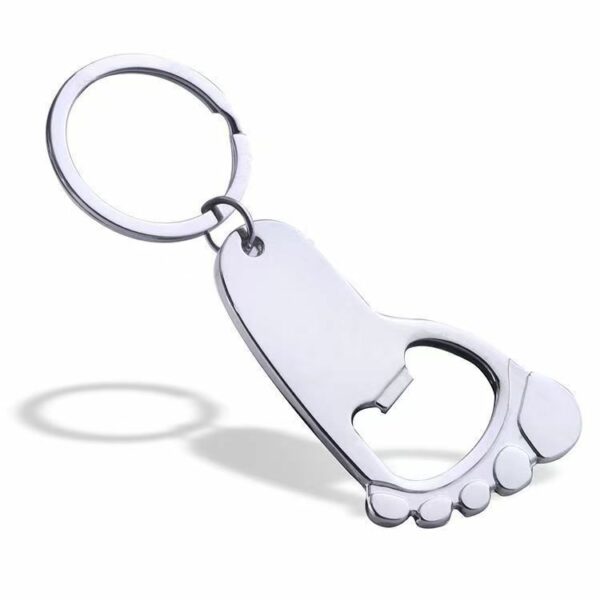 Zinc Alloy Footprint-Shaped Bottle Opener Keychain