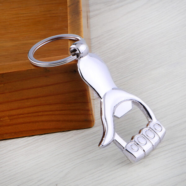 Creative Thumbs-Up Bottle Opener Alloy Keychain