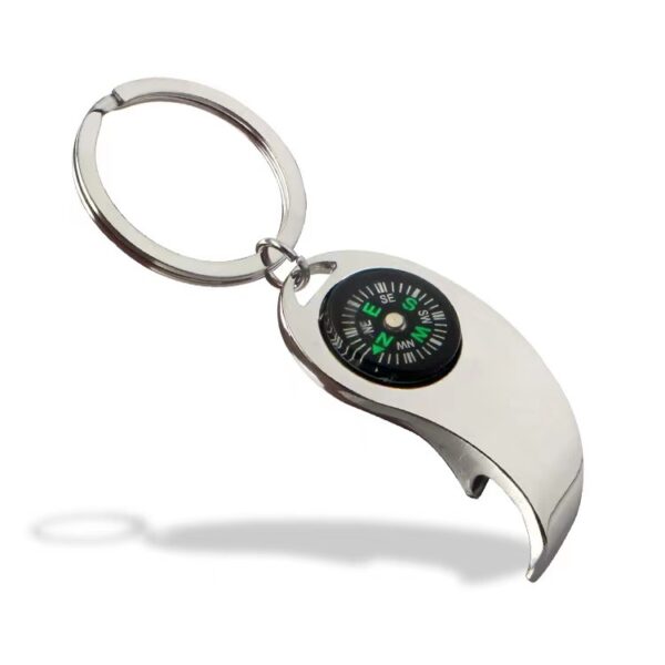 Zinc Alloy Bottle Opener with Compass Keychain