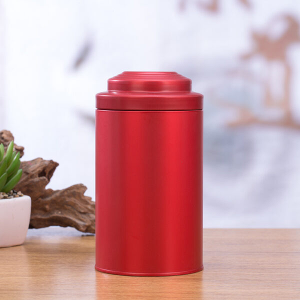 Ribbed Lid Cylindrical Tinplate Tea and Coffee Canister