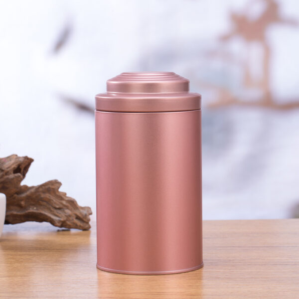 Ribbed Lid Cylindrical Tinplate Tea and Coffee Canister