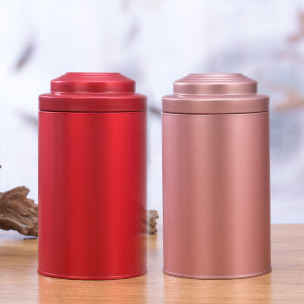 Ribbed Lid Cylindrical Tinplate Tea and Coffee Canister