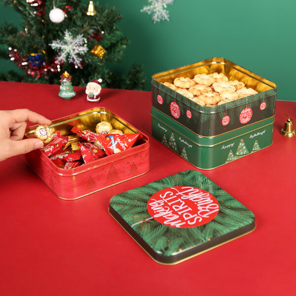 Large Square Christmas Candy and Cookie Tin Box