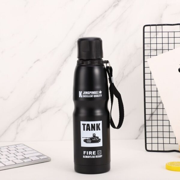 Fitness Stainless Steel Bottle with Carrying Strap 16oz