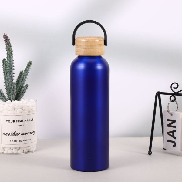 Portable Aluminum Bottle with Bamboo Lid 500ml