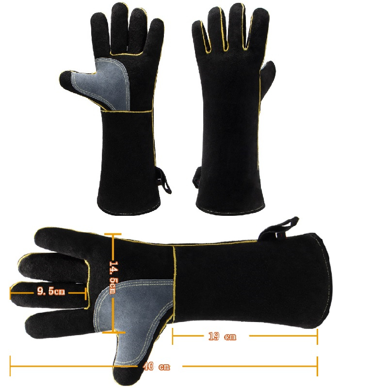 Barbecue Leather Heat-Resistant Gloves with Custom Logo Printing