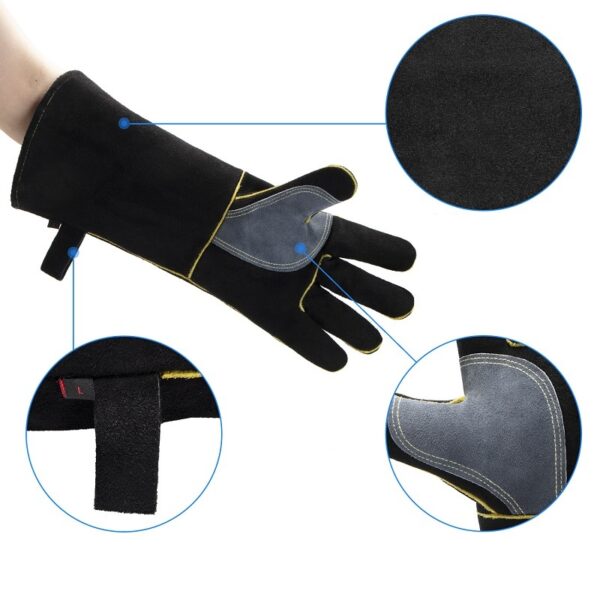 Barbecue Leather Heat-Resistant Gloves with Custom Logo Printing