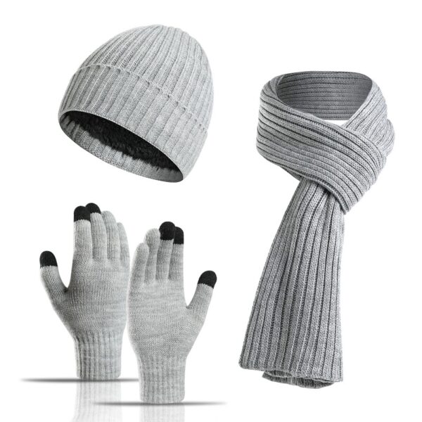 Knit Hat & Gloves & Scarf 3-Piece-Winter Set