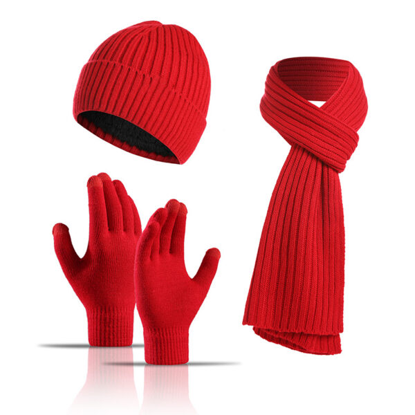 Knit Hat & Gloves & Scarf 3-Piece-Winter Set