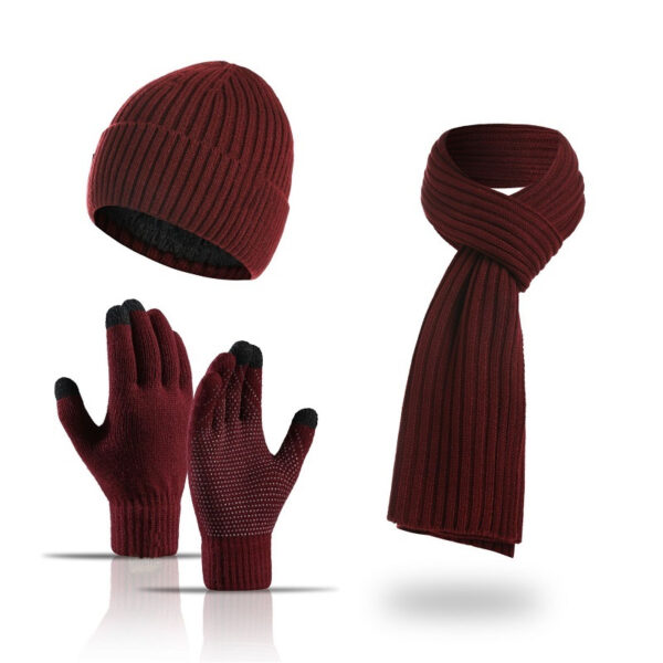 Knit Hat & Gloves & Scarf 3-Piece-Winter Set