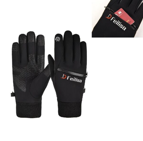 Cycling Ski Windproof Gloves with Pocket Zipper