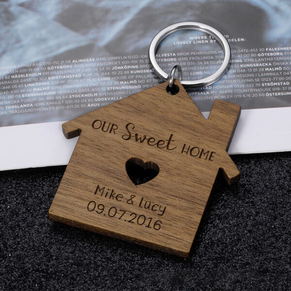 Wooden Home Sweet Keychain