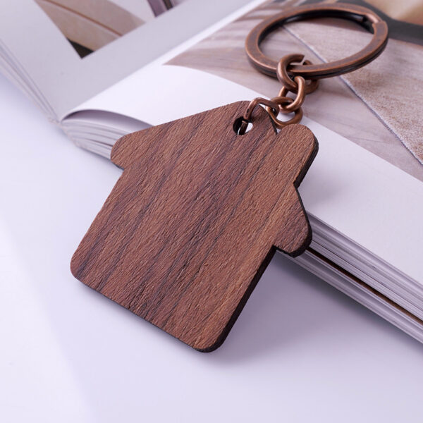 Personalized Wooden House Shaped Keychain