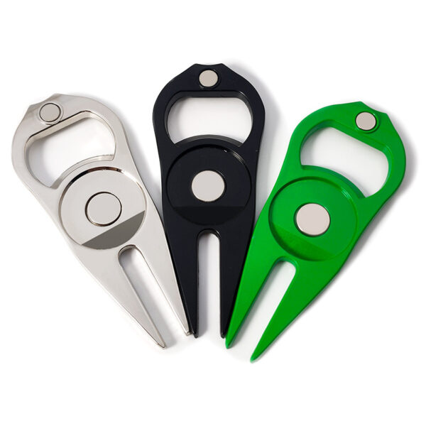 Zinc Alloy Golf Divot Fork with Bottle Opener