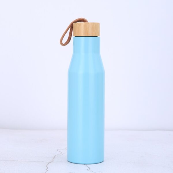 Bamboo Wooden Lid Insulated Sports Bottle 17OZ