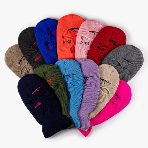 Three-hole Embroidered Knit Beanie