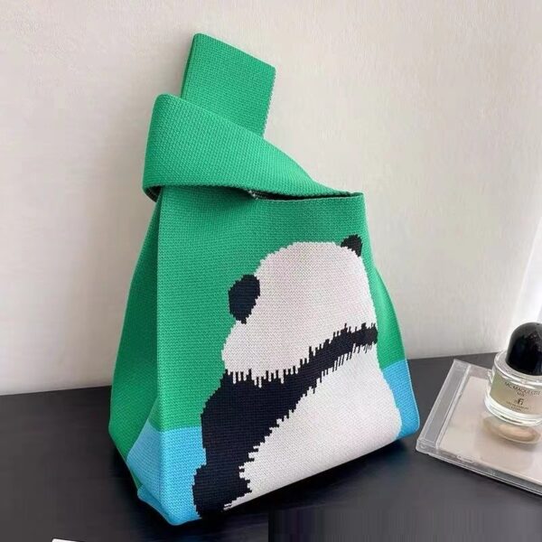 Cute Panda Knitted Tote Bag