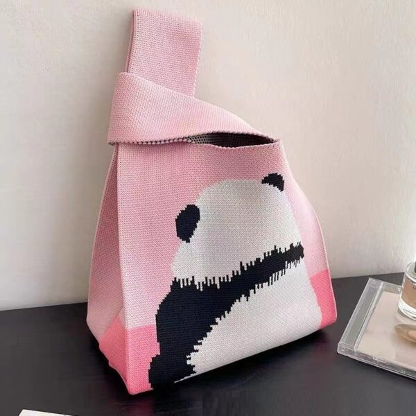 Cute Panda Knitted Tote Bag