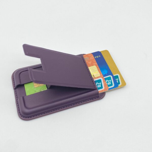 Cell Phone Magnetic PU Leather Card Holder With Stand