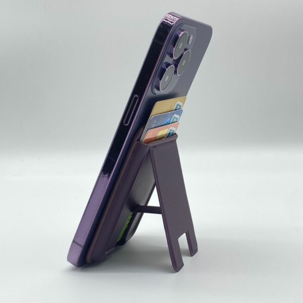 Cell Phone Magnetic PU Leather Card Holder With Stand