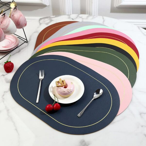 Two-color Oval PU Leather Insulated Placemat