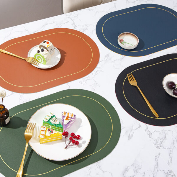 Two-color Oval PU Leather Insulated Placemat