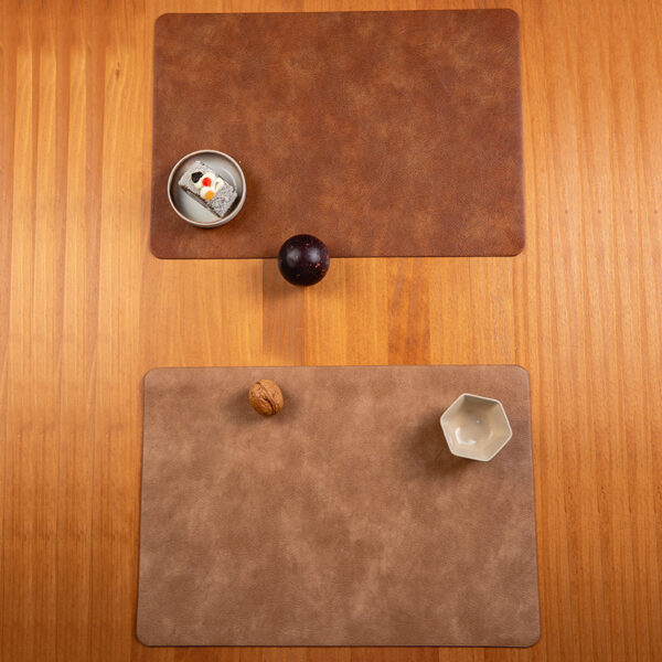 Cowhide Pattern Waterproof PU Leather Insulated Placemat