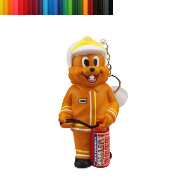 PU Foam New Squirrel Firefighter Shaped Stress Reliever with Keychain