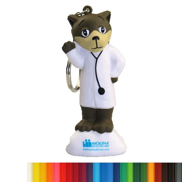 New PU Foam Dr. Dog Shaped Stress Reliever with Keychain