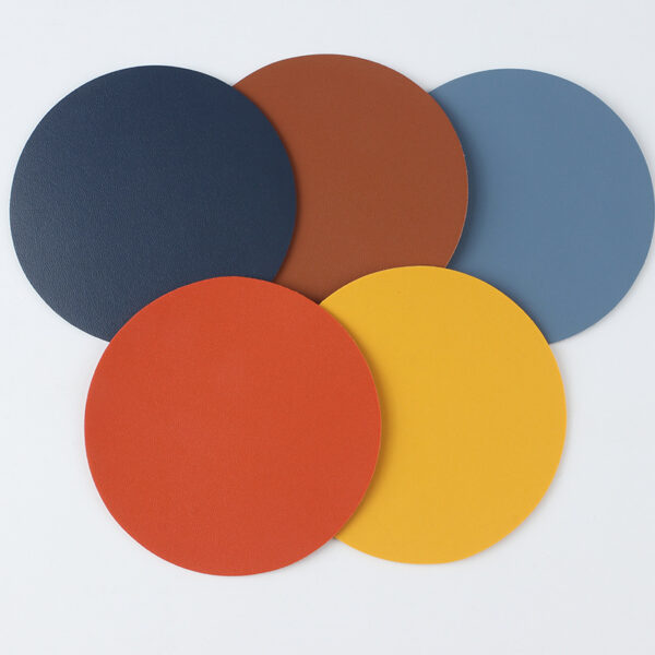 Solid Color Round Leather Insulated Coaster