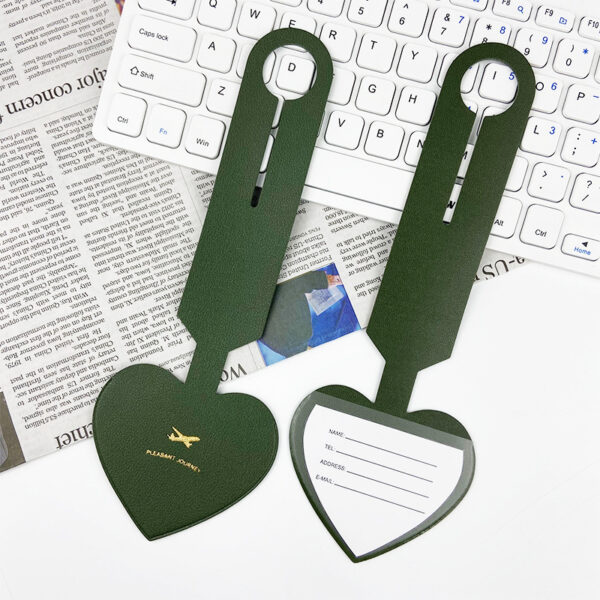 Portable PU Leather Customized Heart-shaped Luggage Tag