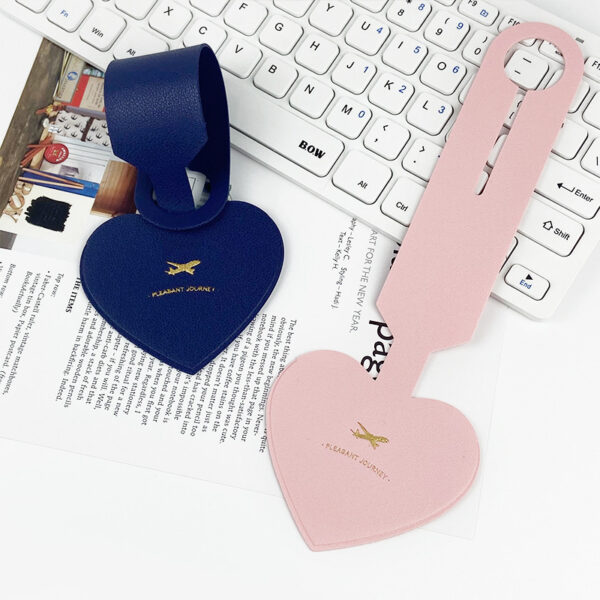 Portable PU Leather Customized Heart-shaped Luggage Tag