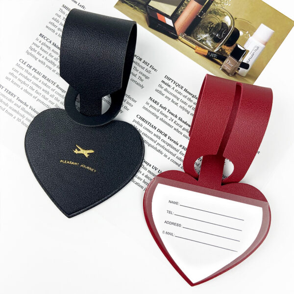 Portable PU Leather Customized Heart-shaped Luggage Tag