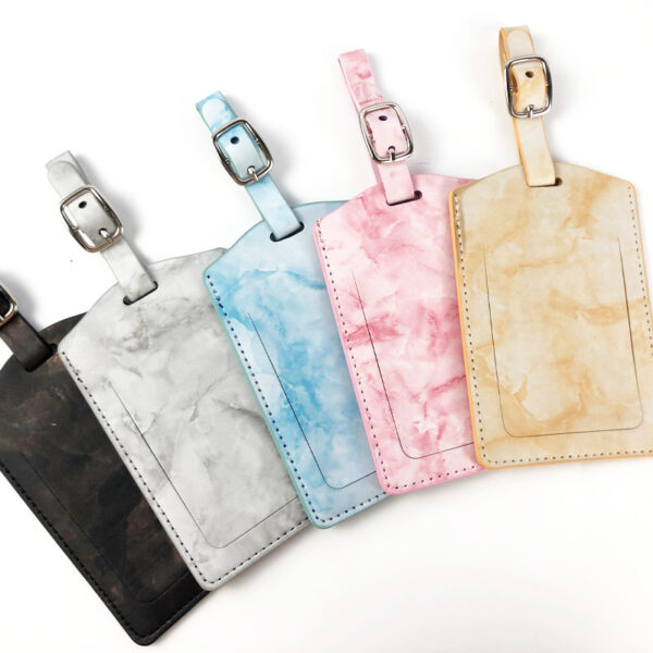 PU Leather Fancy Marble Pattern Luggage Tag