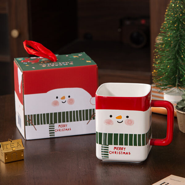 Square Snowman Ceramic Mug