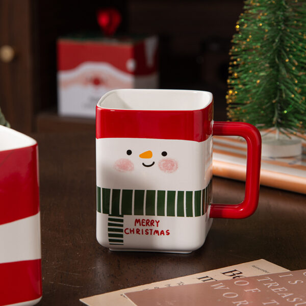 Square Snowman Ceramic Mug