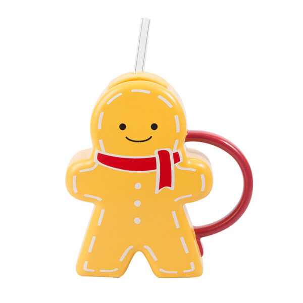 Cartoon Gingerbread Man Straw Mug