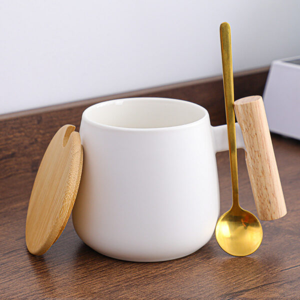 Wooden Handle and Lid Ceramic Mug