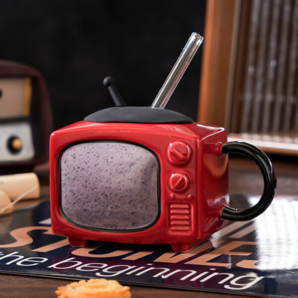 Fun TV-Shaped Straw Ceramic Mug