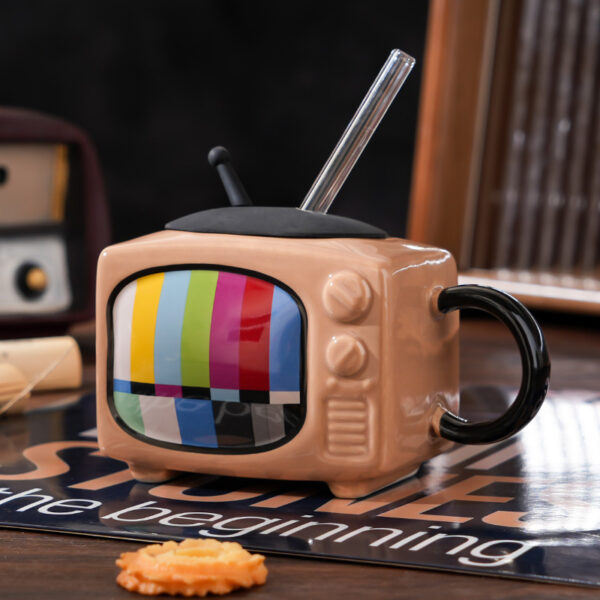 Fun TV-Shaped Straw Ceramic Mug