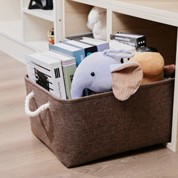 Linen Rectangular Handheld Storage Basket