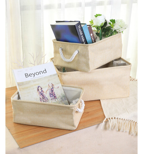 Linen Rectangular Handheld Storage Basket