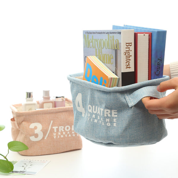 Small Desktop Cotton Linen Storage Basket