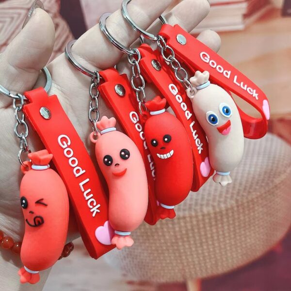 PVC Soft Rubber Sausage Keychain