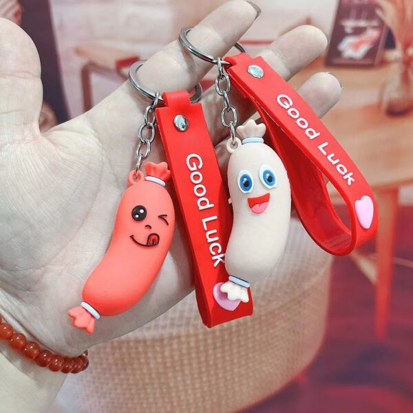 PVC Soft Rubber Sausage Keychain