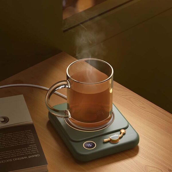 Digital Display Record Player Heating Coaster Cup Warmer