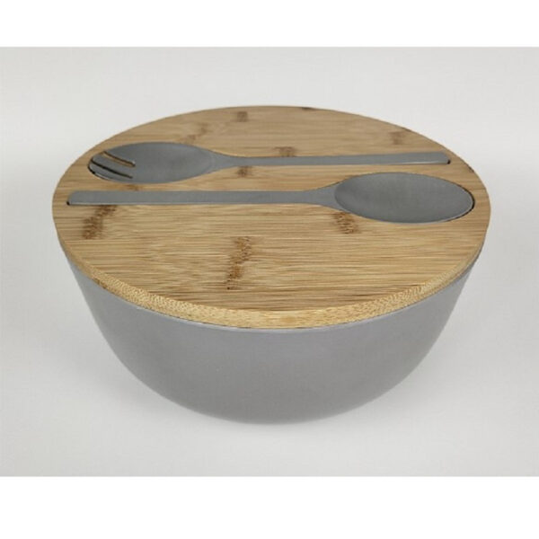 Eco-Friendly Bamboo Fiber Salad Bowl with Lid, Utensils